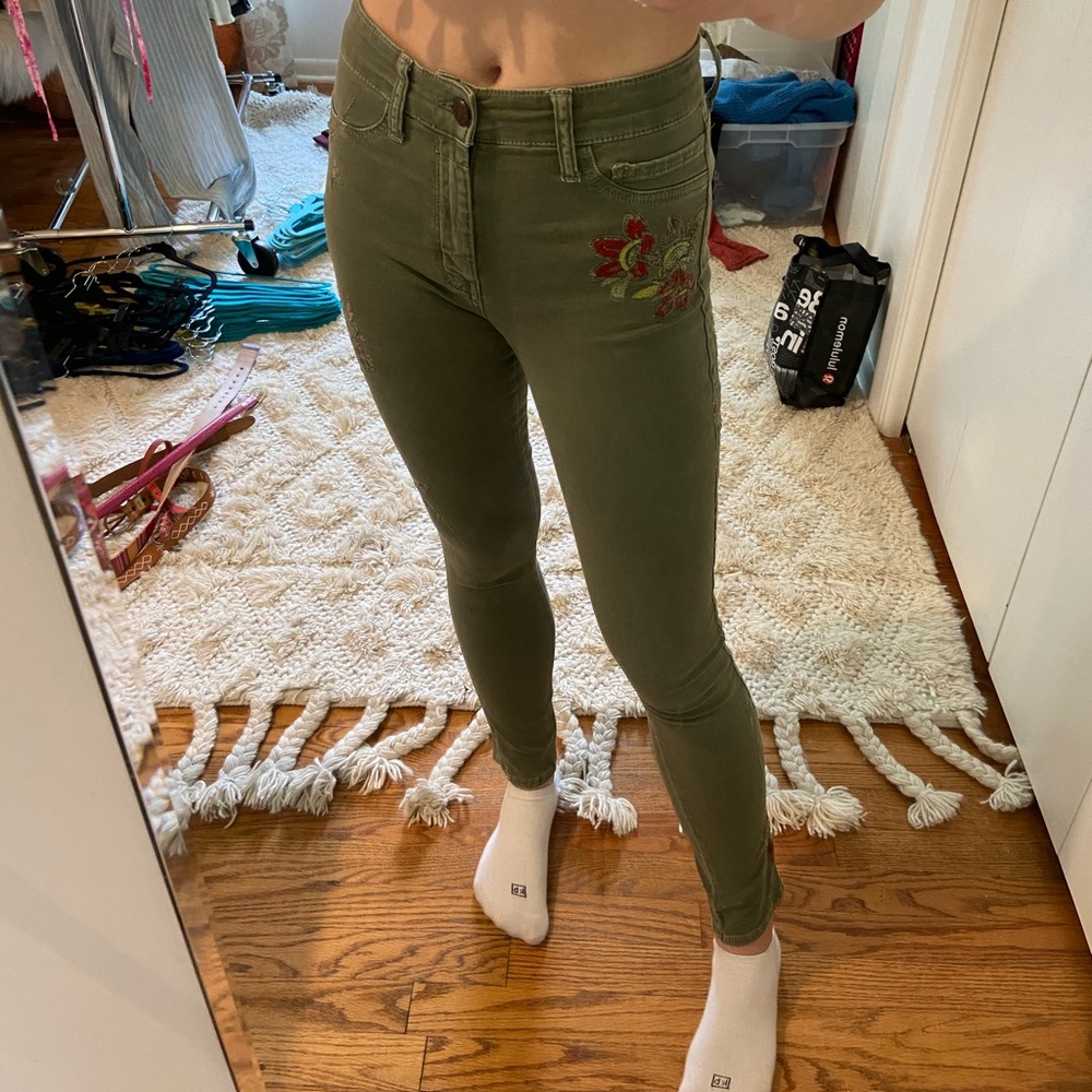 BDG green embroidered jeans
